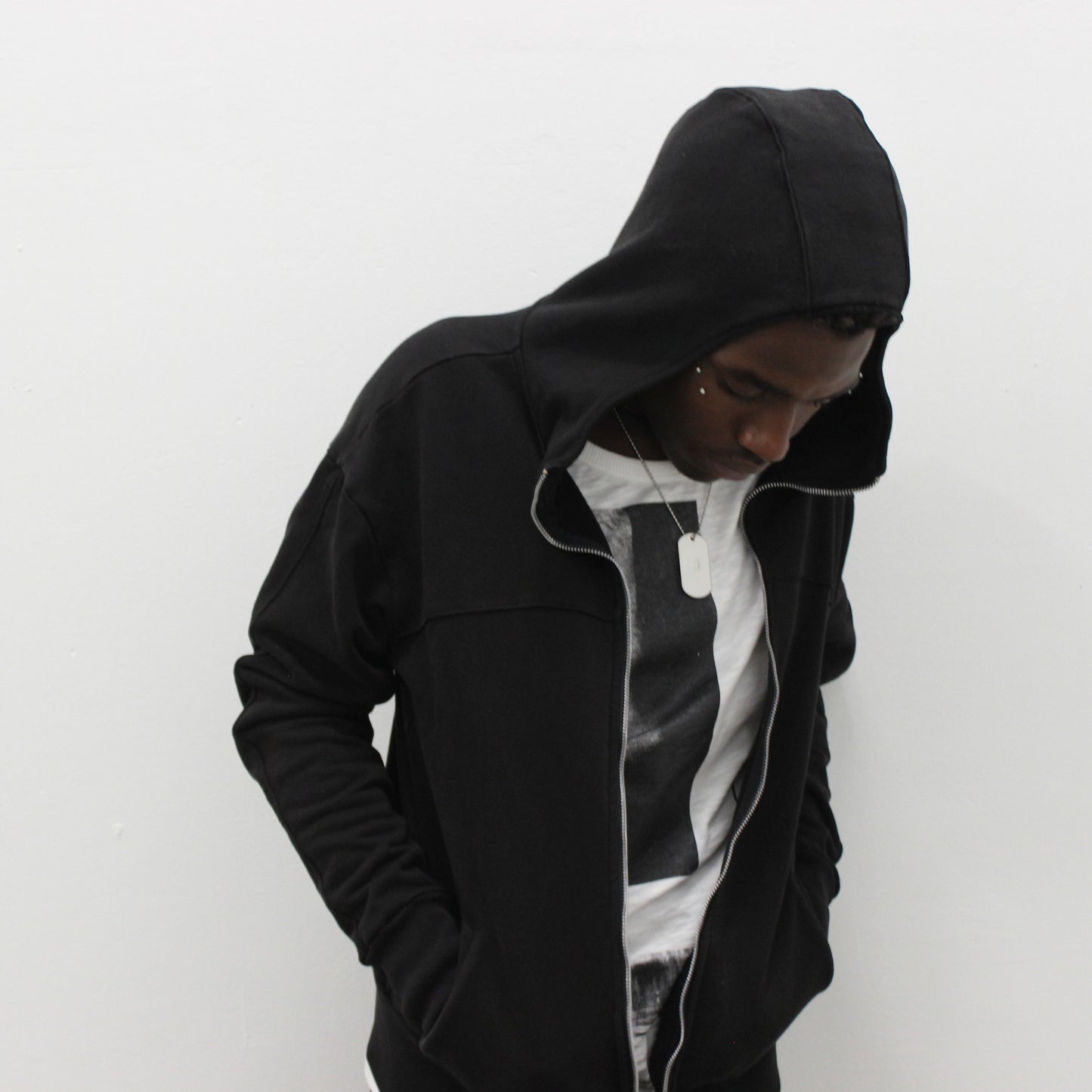 Black Zip Up Hood e