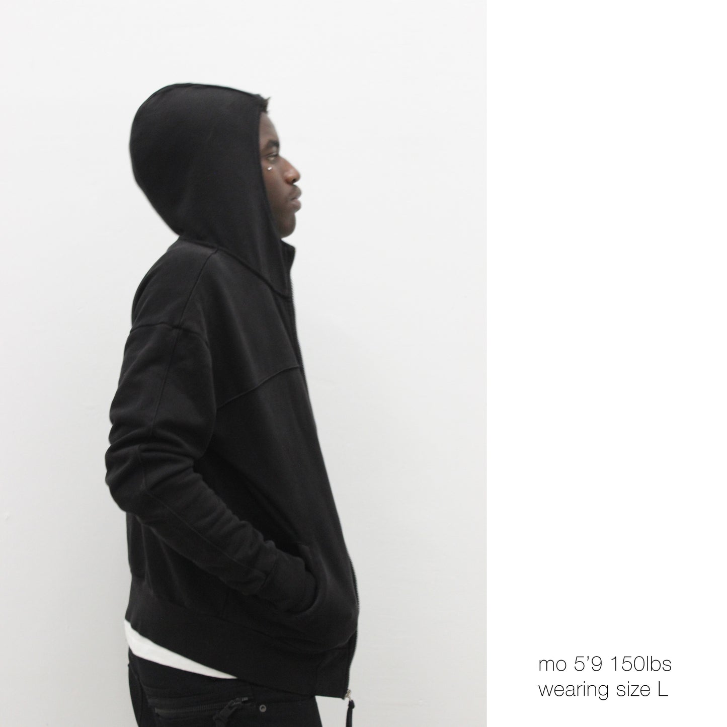 Black Zip Up Hood e