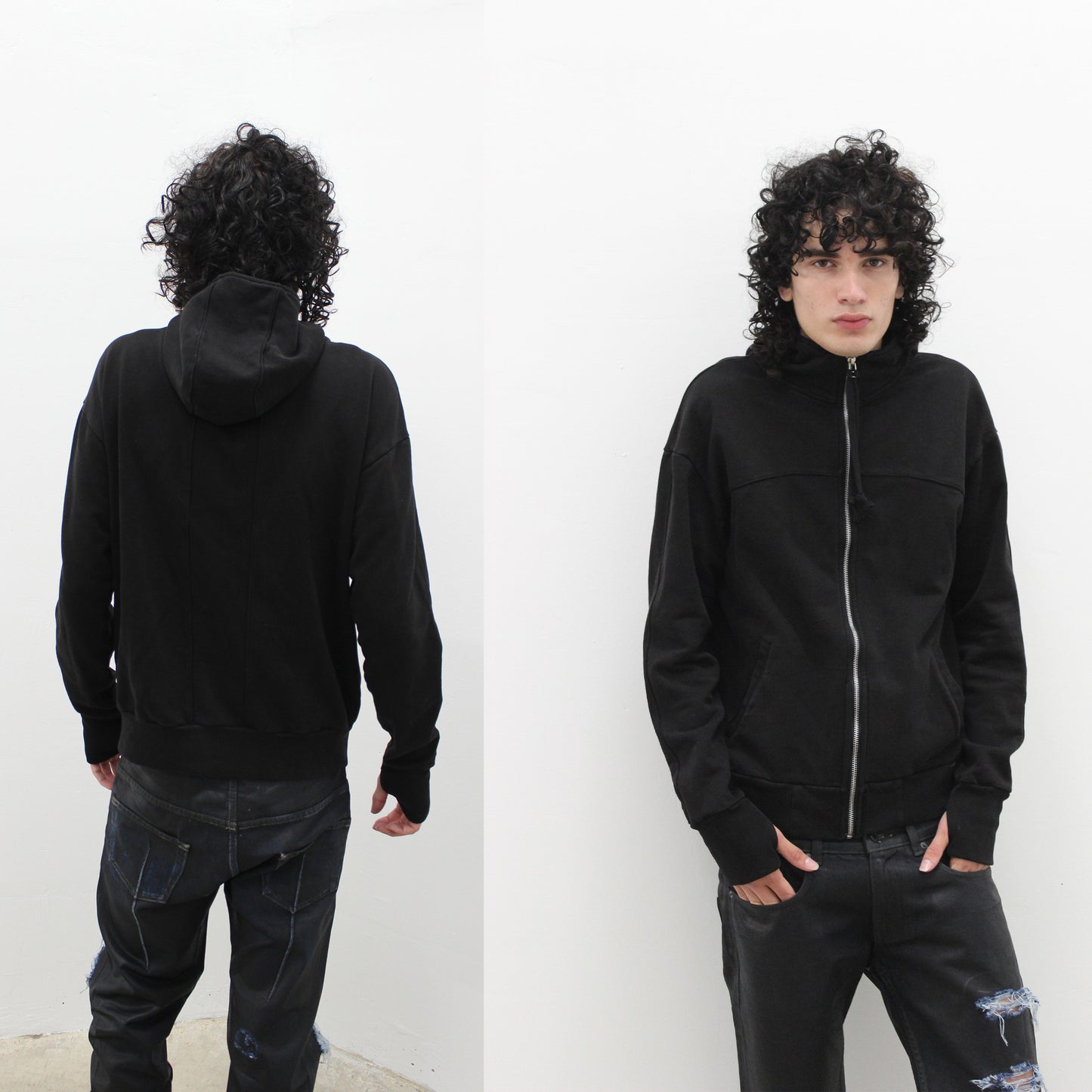 Black Zip Up Hood e