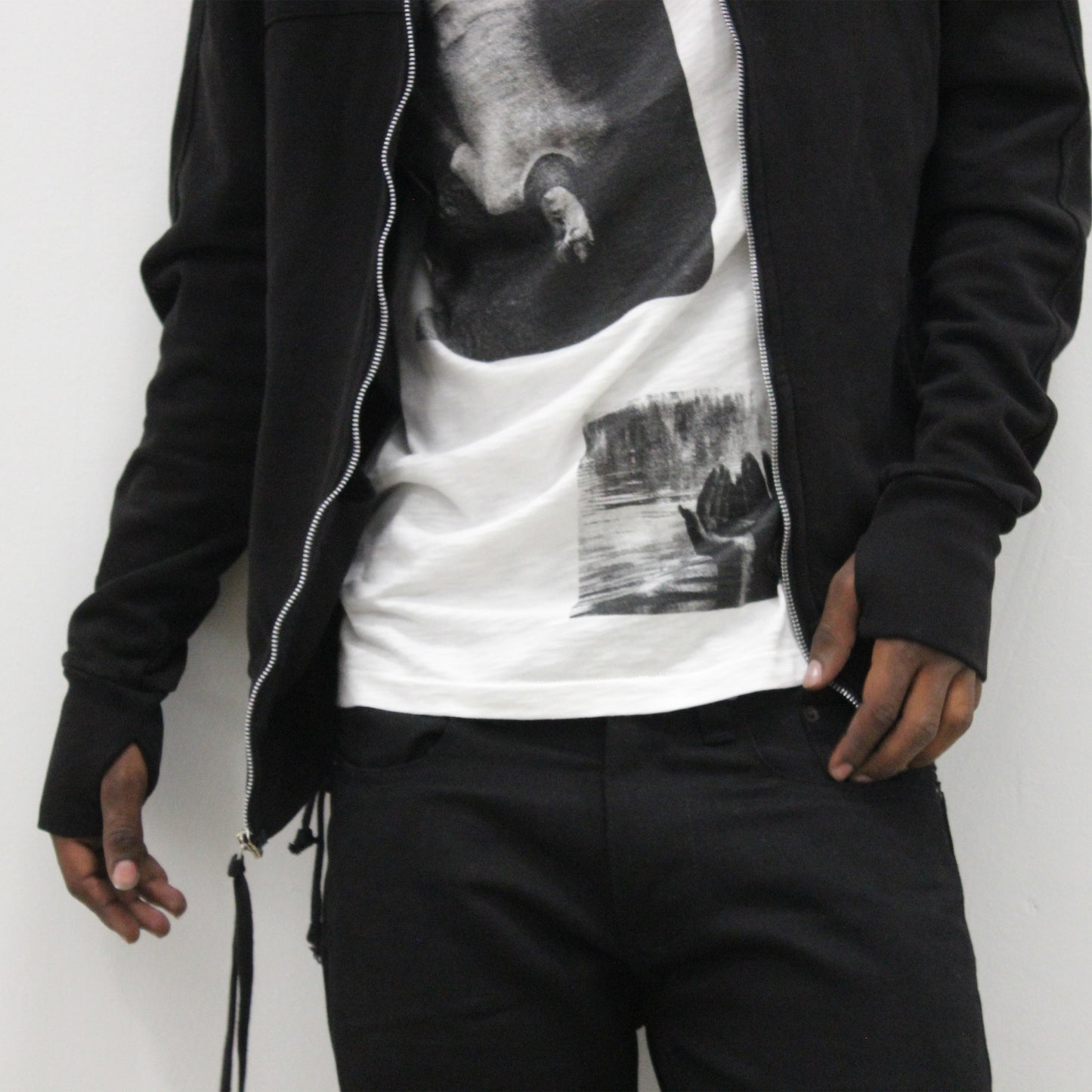 Black Zip Up Hood e